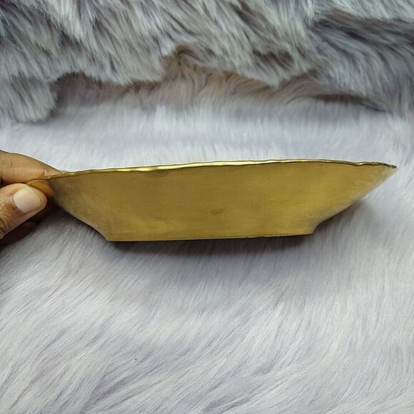 Vintage Wheeling Decorating Co Gold Etched Rose Daisy Floral Trinket Candy Dish - Picture 3 of 6